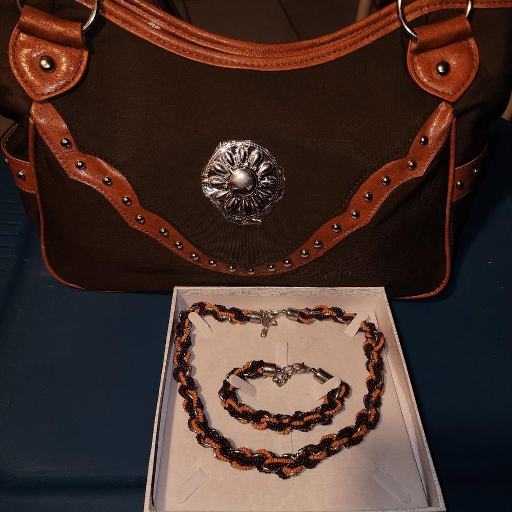 NWOT Canyon Sky Western Fabric Bag & N/B Set
